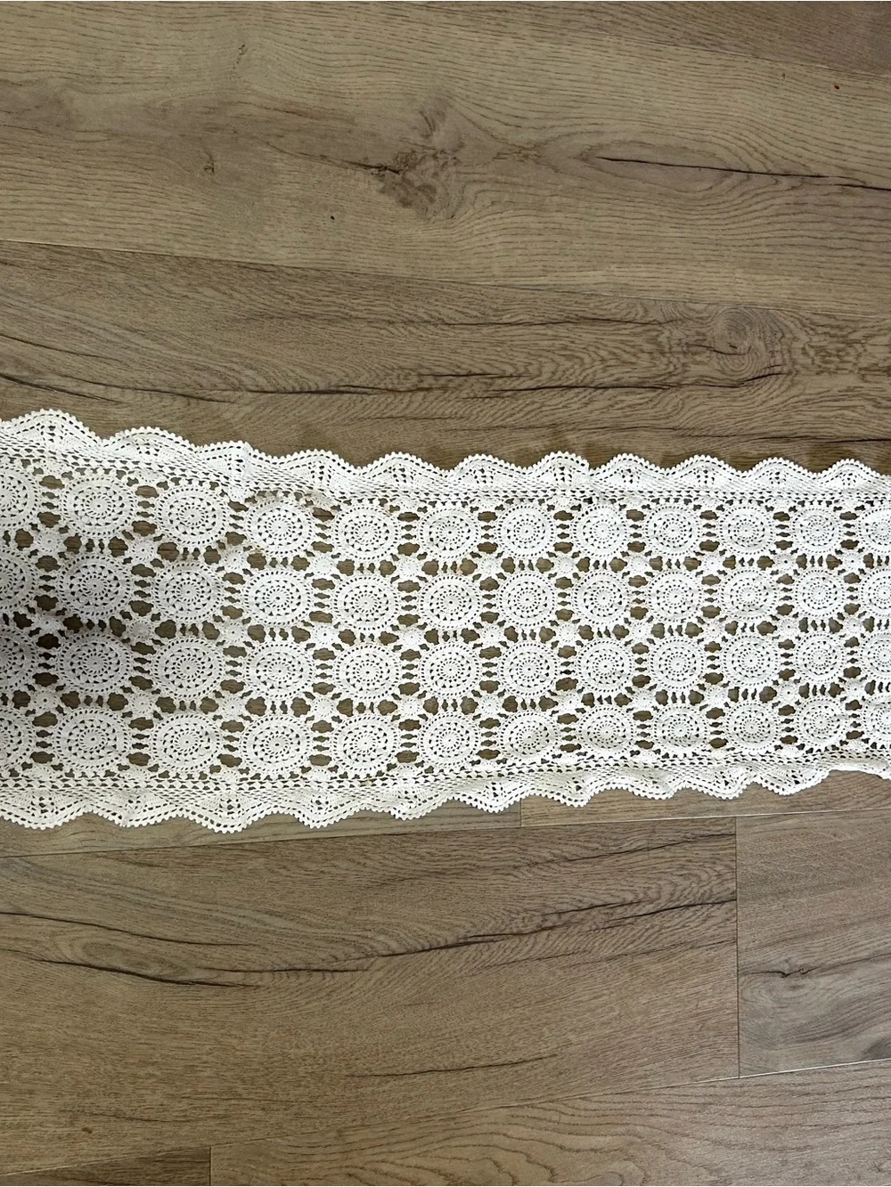 White Crochet Lace Table Runner